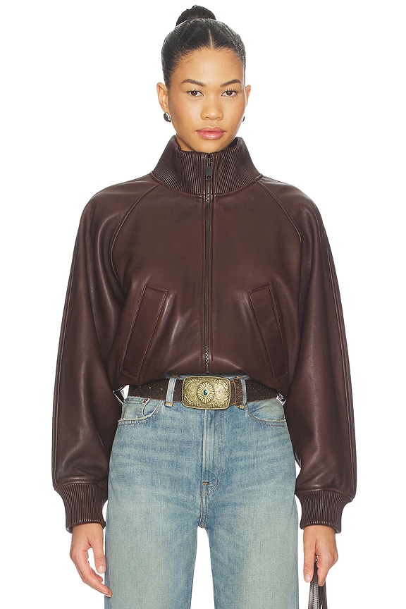 view 1 of 5 CHAQUETA CUERO in Brown