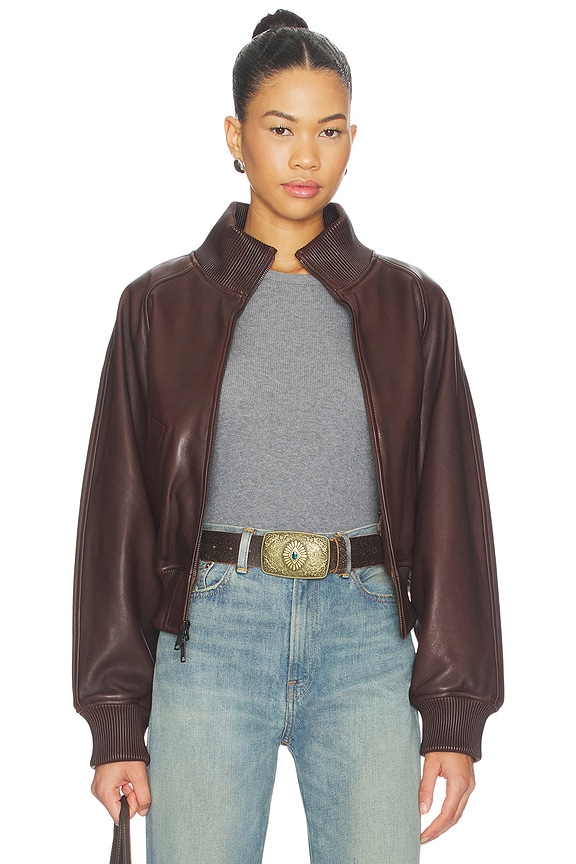 view 2 of 5 CHAQUETA CUERO in Brown