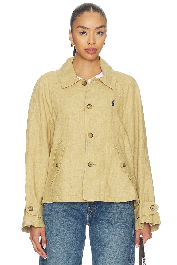 view 1 of 5 Linen Windbreaker Jacket in Classic Camel