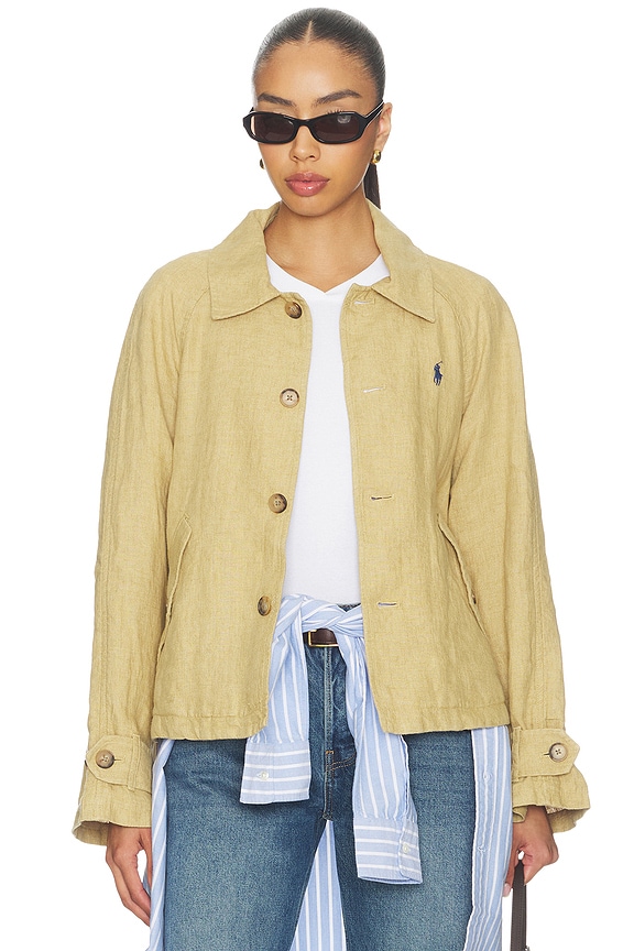 view 2 of 5 Linen Windbreaker Jacket in Classic Camel