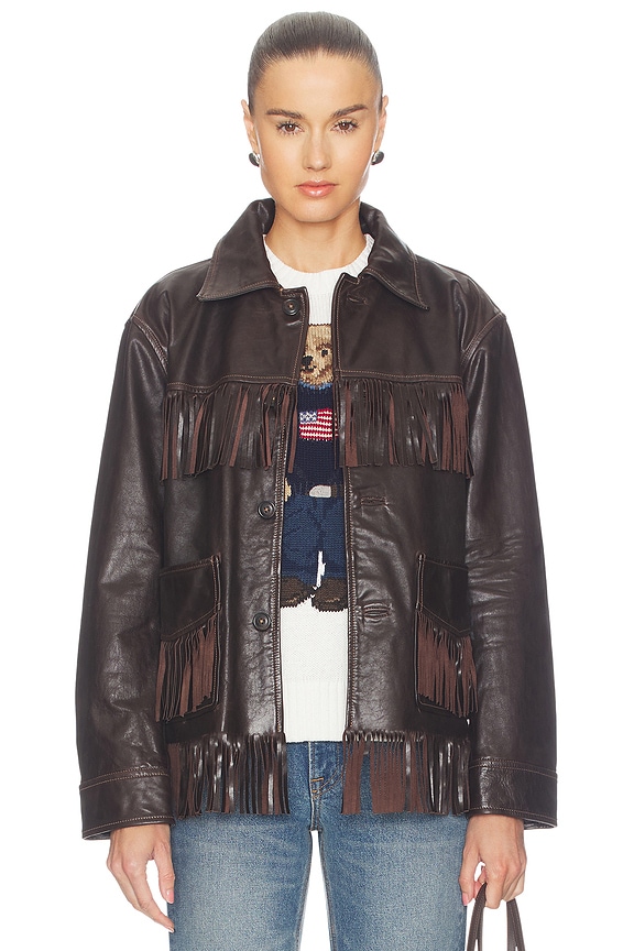 view 2 of 5 Cow Leather Jacket in Dark Chocolate