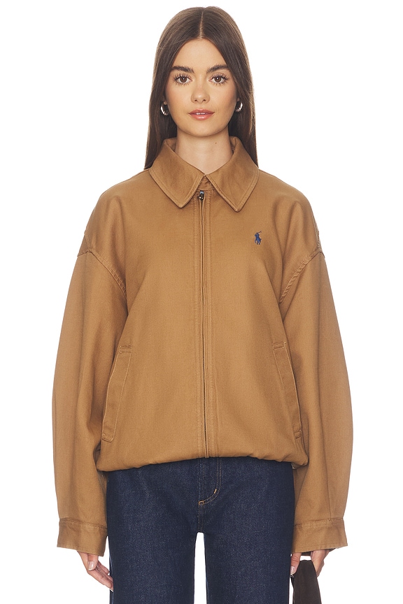 view 2 of 6 Cotton Twill Bomber Jacket in Tan