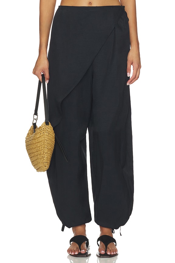 view 1 of 6 Viscose Woven Standard Tapered Pants in Polo Black