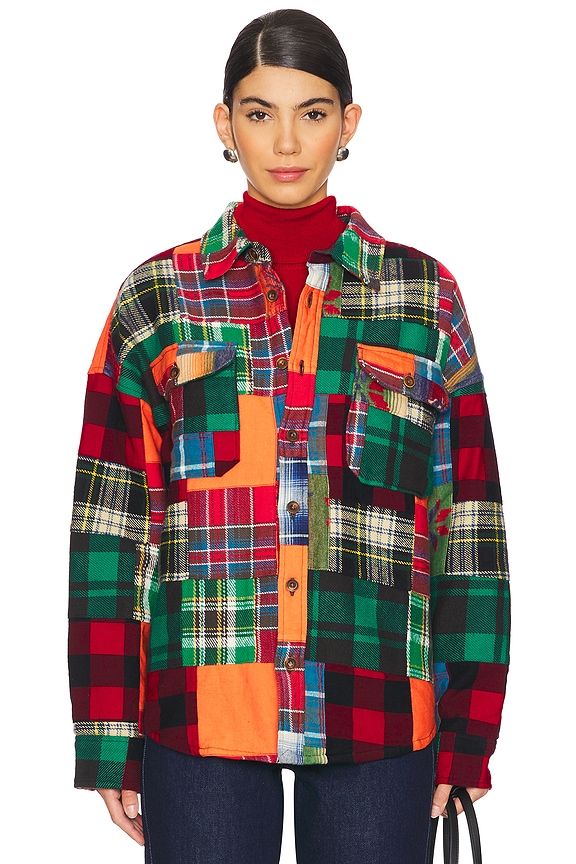 view 2 of 5 Patchwork Long Sleeve Button Down in Multi Patchwork
