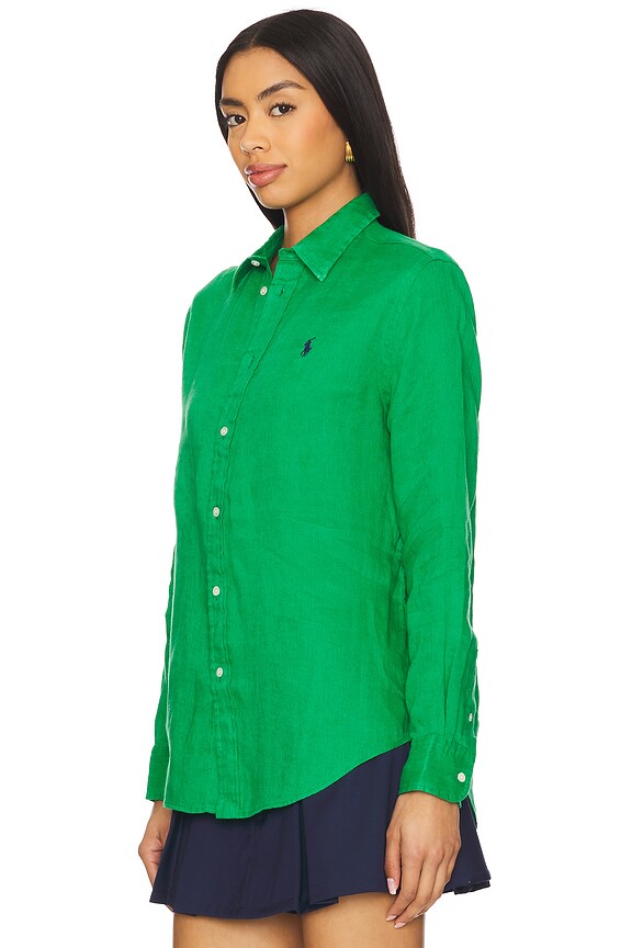 view 2 of 4 CHEMISE EN LIN FORME CLASSIQUE in Bright Clover