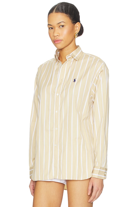 view 2 of 5 T-SHIRT MANCHES LONGUES in Polo Tan & White