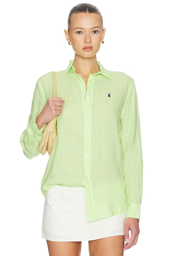 view 1 of 5 Classic Button Down Shirt in Electric Lime
