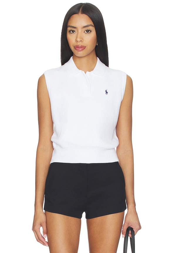 view 1 of 5 Pima Cotton Sleeveless Polo in White