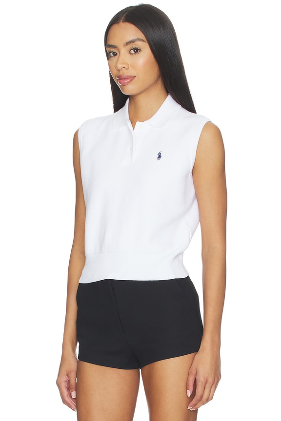 view 2 of 5 Pima Cotton Sleeveless Polo in White