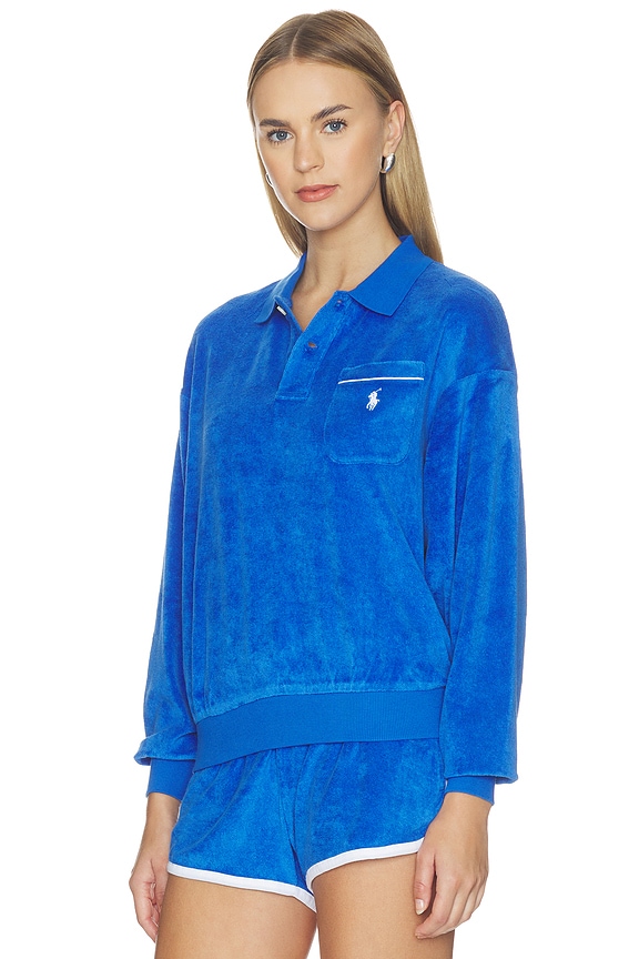 view 2 of 5 Cotton Terry Long Sleeve Polo in Gala Blue