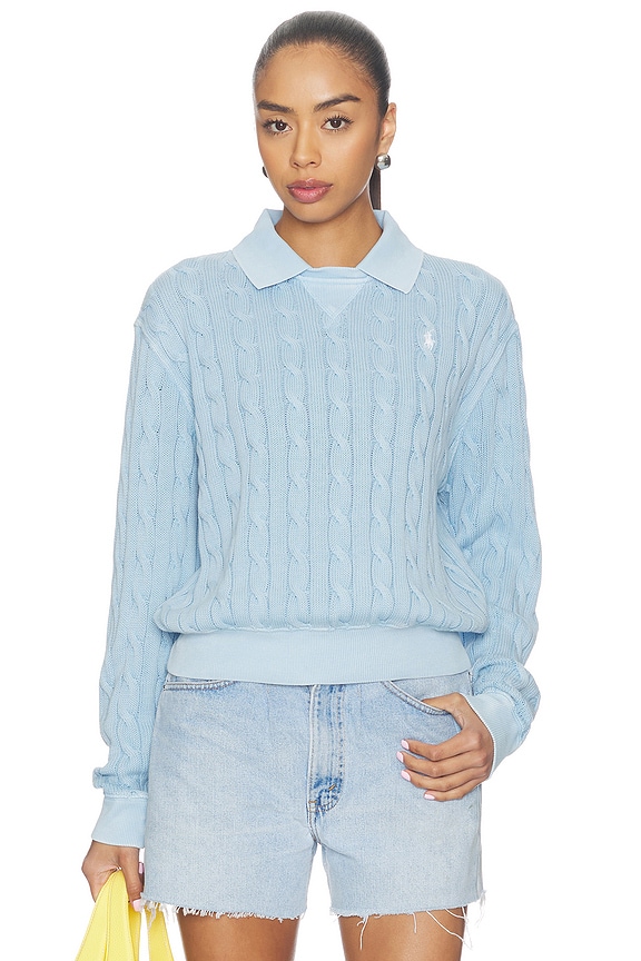 view 1 of 5 POLO DE ALGODÓN DE MANGA LARGA in Chambray Blue