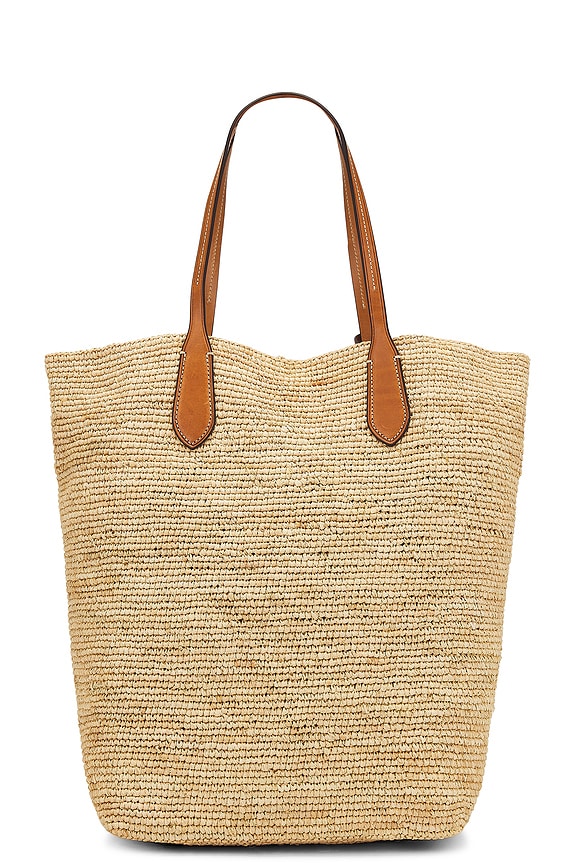view 2 of 4 Raffia Tote in Natural & Cuoio