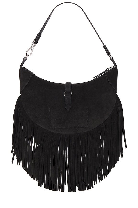 view 2 of 6 Suede Fringe Shoulder Bag in Black