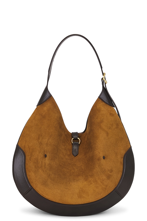 view 2 of 4 BOLSA MÉDIA DE CAMURÇA E COURO in Maple & Tobacco