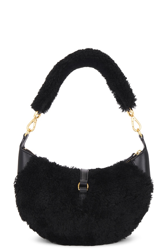 view 2 of 4 Shearling & Vachetta Leather Shoulder Bag Small in Black