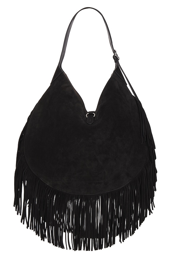view 2 of 6 Suede Fringe Shoulder Bag Large in Black