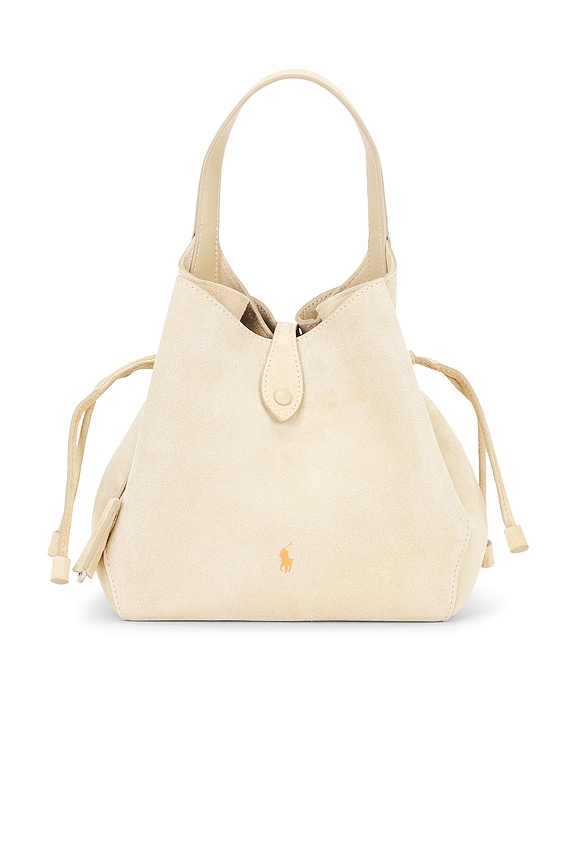 view 2 of 5 Suede Poly Medium Crossbody Bag in Cashew