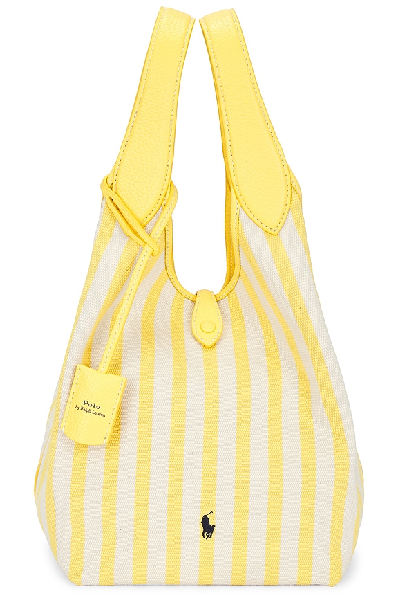 view 1 of 4 Stripe Polo Canvas Medium Tote in Collegiate Yellow & White