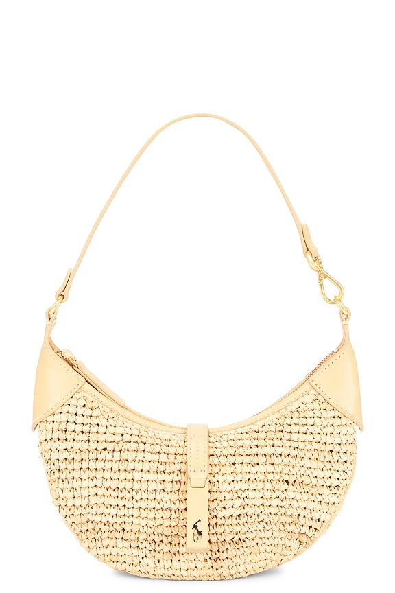 view 1 of 4 Raffia Leather Mini Shoulder Bag in Natural & Cashmere