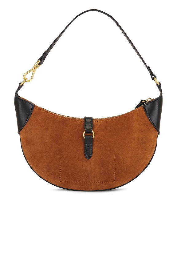 view 2 of 4 Small Suede Leather Shoulder Bag in Toffee & Black