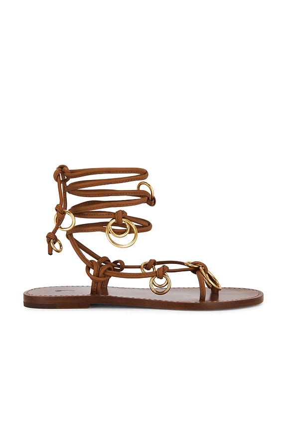 view 1 of 5 Leather Ring Wrap Flat Sandals in Cuoio