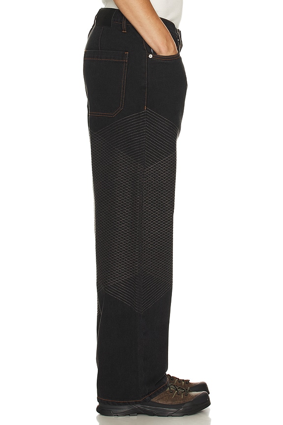 view 2 of 6 Grid Embroidered Baggy Jeans in Black