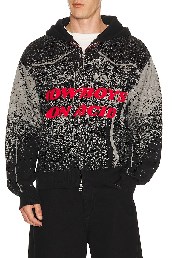 view 1 of 5 Acid Cowboy Knitted Hoodie in Black