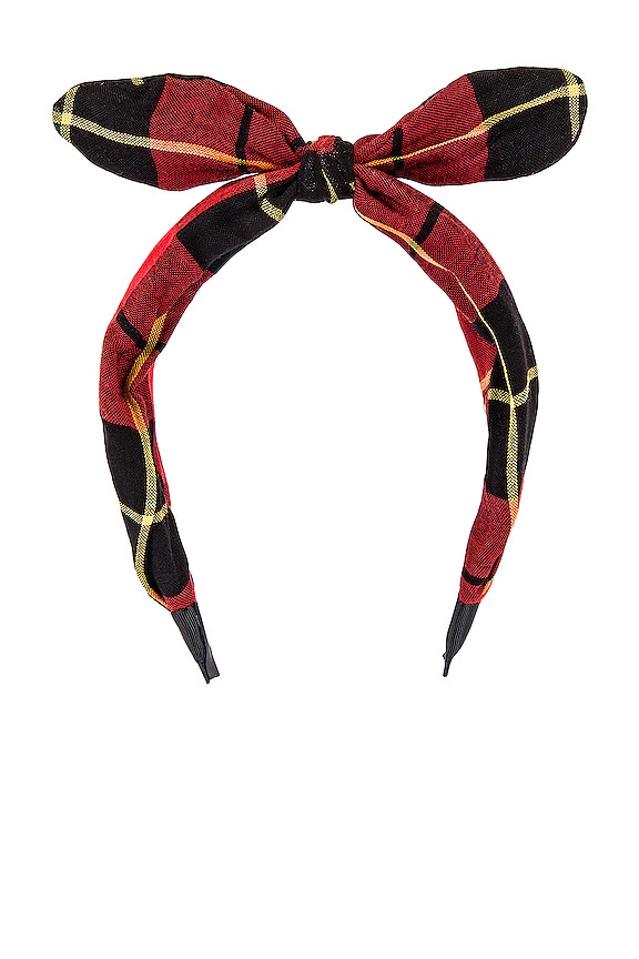 view 2 of 3 Plaid Headband with Bow in Red