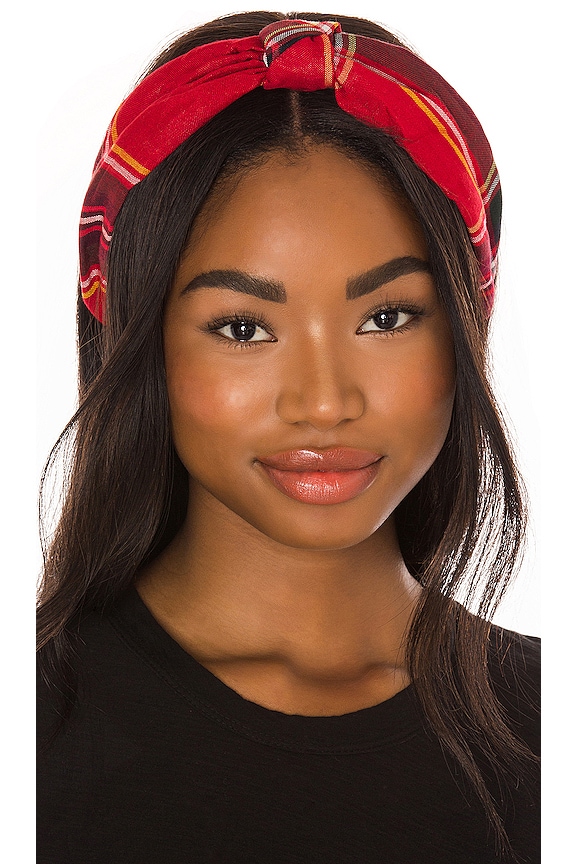 view 1 of 3 Knot Headband in Red Plaid