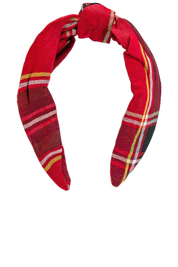 view 2 of 3 Knot Headband in Red Plaid