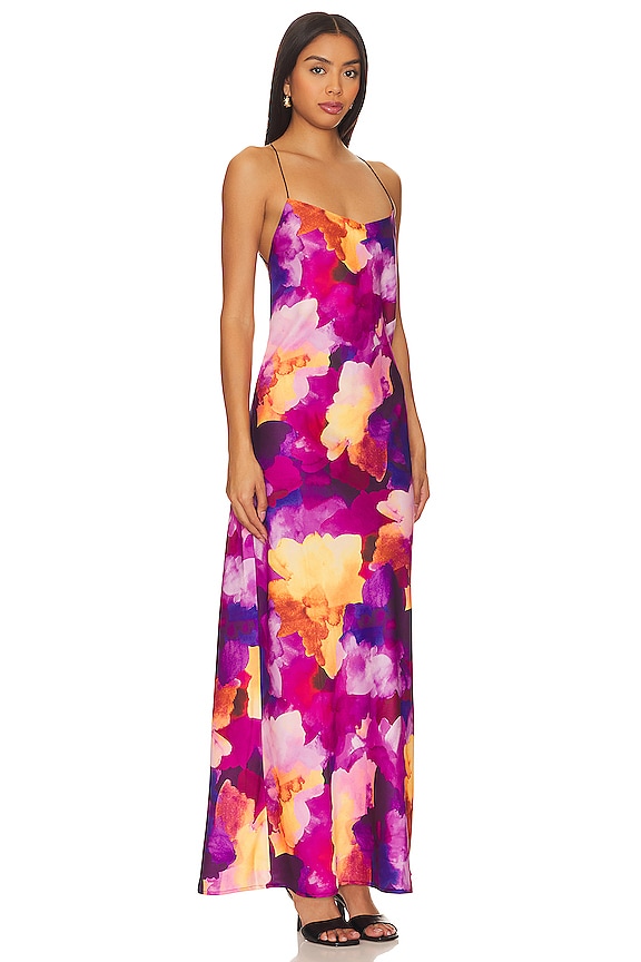 view 2 of 3 Silky Watercolor Maxi Dress in Fuchsia Multi