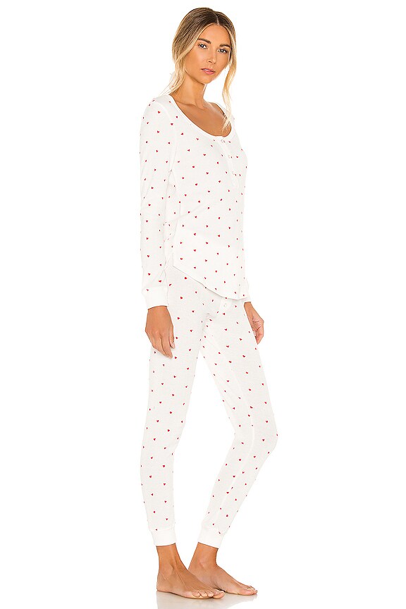 view 2 of 3 Thermal Heart PJ & Scrunchie Set in White & Red