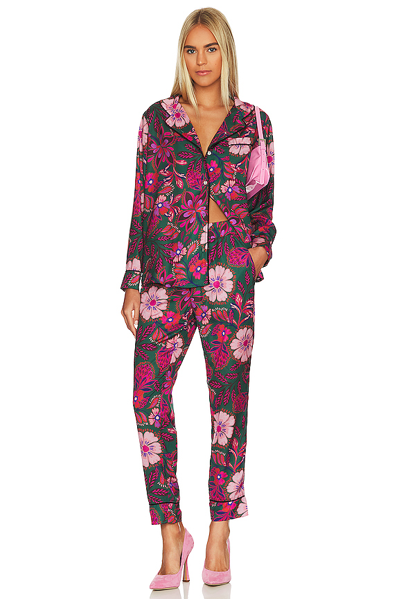 Plush Floral Pajama Set With Eye Mask in Fuchsia Multi | REVOLVE