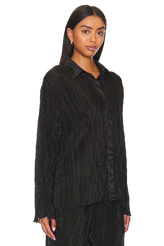 view 2 of 5 Plisse Oversized Button Up Shirt in Black