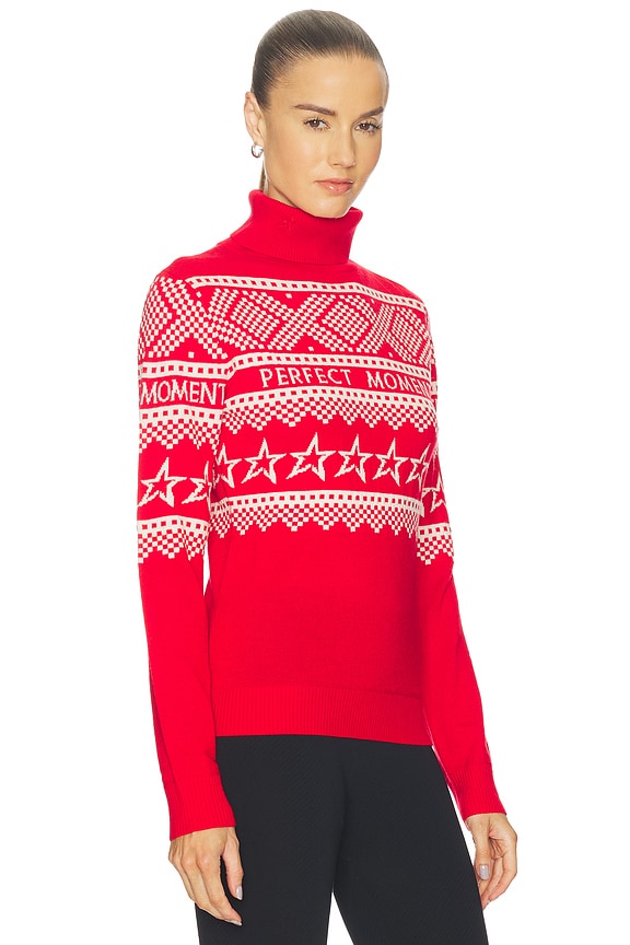 view 2 of 4 Holiday Roll Neck Sweater in Red & White