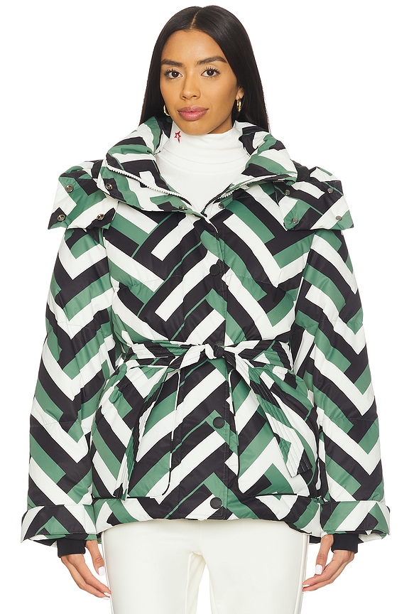 view 2 of 5 Cortina Ski Parka in Green Waffle Print