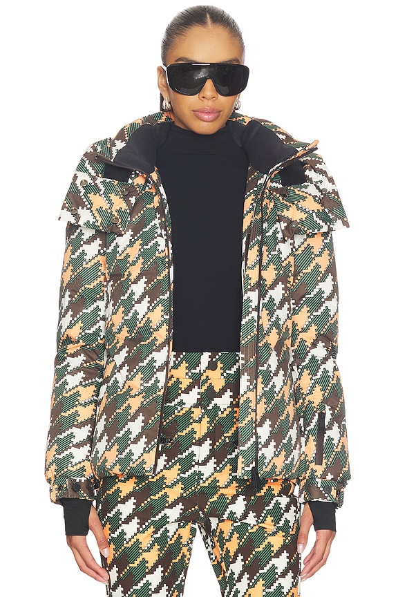 view 2 of 6 CHAQUETA PARKA PARA ESQUÍ. CANDICE in Green Scratch Houndstooth