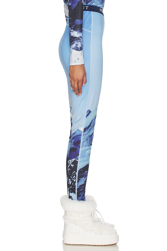 view 2 of 6 Printed Base Layer Leggings in Ski Lift Blue