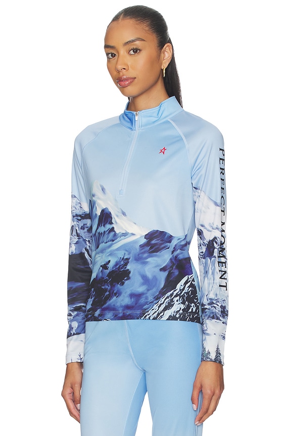 view 2 of 4 1/4 Zip Base Layer Top in Ski Lift Blue