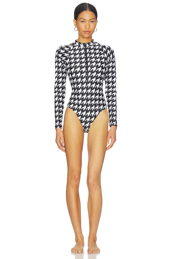 view 2 of 4 MAILLOT DE BAIN 1 PIÈCE PM in Houndstooth, Black & Snow White
