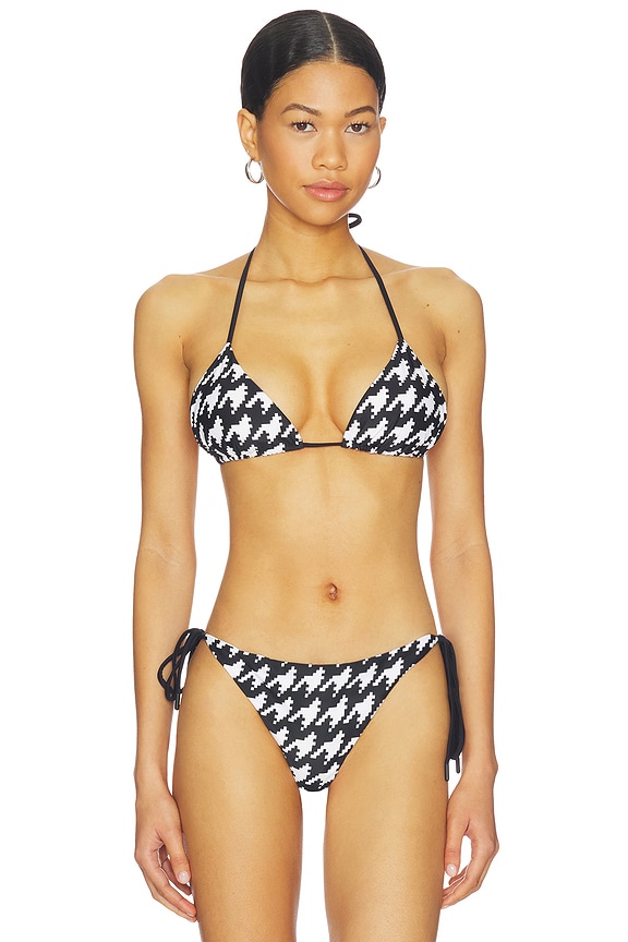 view 1 of 4 HAUT DE MAILLOT DE BAIN PM in Houndstooth, Black & Snow White