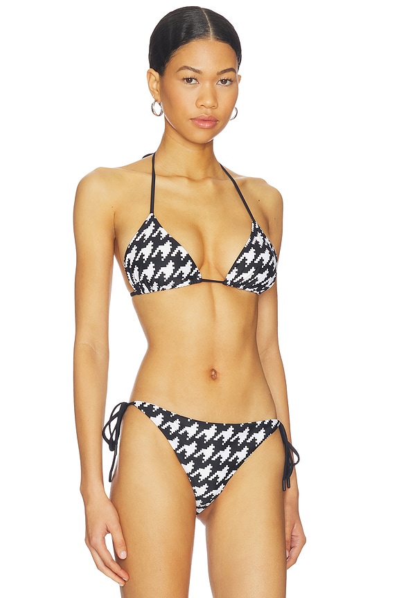 view 2 of 4 HAUT DE MAILLOT DE BAIN PM in Houndstooth, Black & Snow White