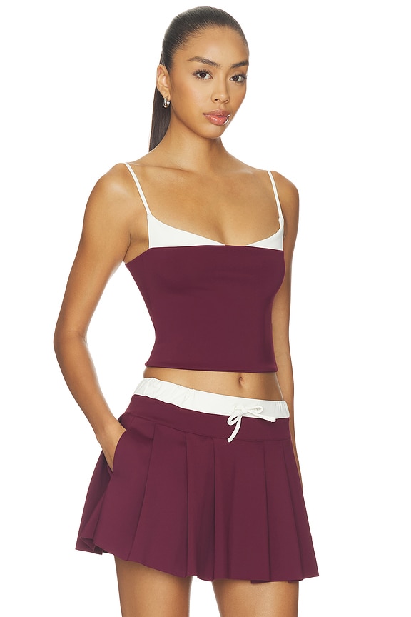 view 2 of 4 TOP CAMISOLA RECORTADA AMAYA in Burgundy & Chantilly