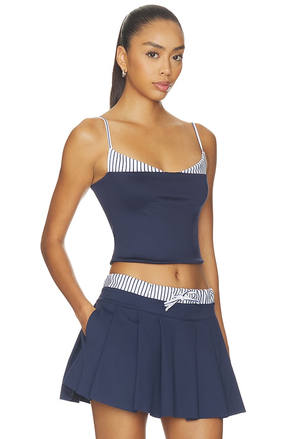 view 2 of 4 AMAYA 크롭 캐미 탑 in Navy & Chantilly