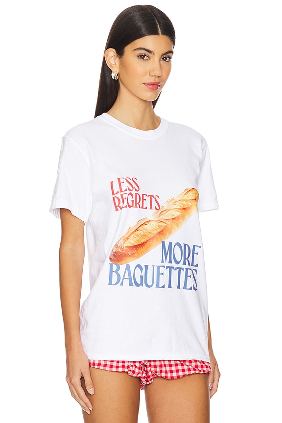 view 2 of 4 Less Regrets More Baguettes T Shirt in White