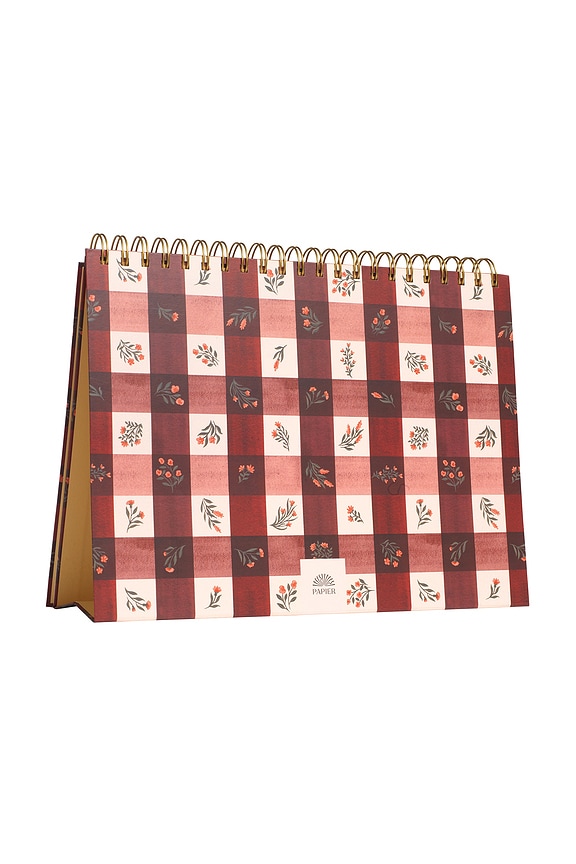 view 2 of 4 Floral Gingham Monthly Desk Pad in 