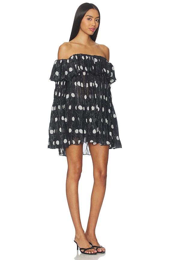 view 2 of 4 Off-shoulder Long Sleeve Faux Sweater Top in Black & White