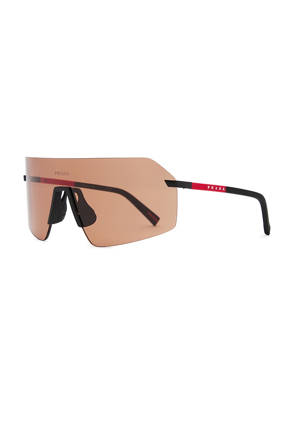 view 2 of 3 Shield Sunglasses in Black & Solid Brown