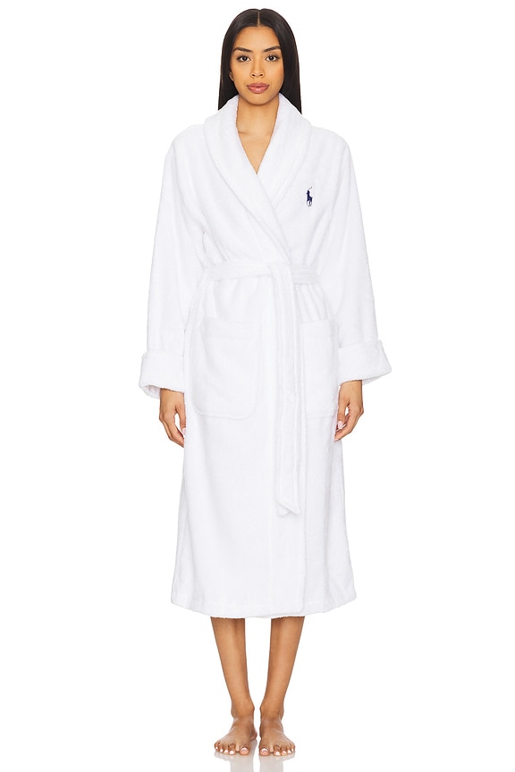 view 2 of 4 Printed Back Robe in White Cloud W/ Beret Bear