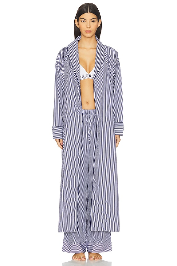 view 2 of 5 Heritage Robe in White Cloud & Beacon Blue